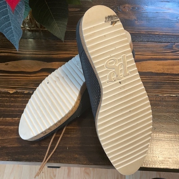 paul Green Madrid Slate Blue Green Austrian Cork Bottom Lace Shoes Fits 8.5-9 - Picture 4 of 6